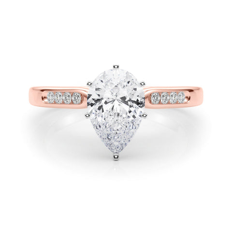 Rose gold Pear Cut Channel Set Solitaire Engagement Ring with Four-Prong Setting