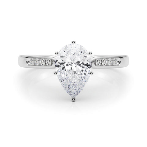 Platinum Pear Cut Channel Set Solitaire Engagement Ring with Four-Prong Setting