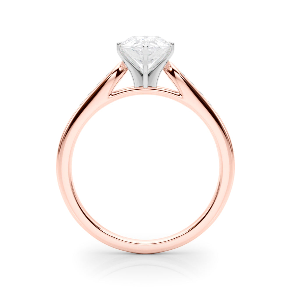 Rose gold Pear Cut Channel Set Solitaire Engagement Ring with Four-Prong Setting