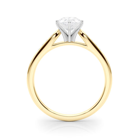 Yellow gold Pear Cut Channel Set Solitaire Engagement Ring with Four-Prong Setting
