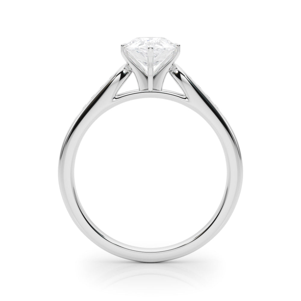 Platinum Pear Cut Channel Set Solitaire Engagement Ring with Four-Prong Setting