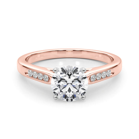 Rose gold Round Cut Channel Set Solitaire Engagement Ring with Four-Prong Setting