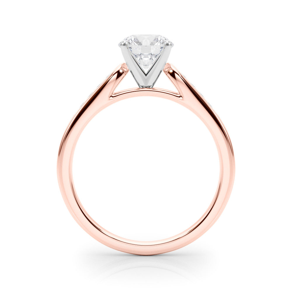 Rose gold Heart Cut Channel Set Solitaire Engagement Ring with Four-Prong Setting