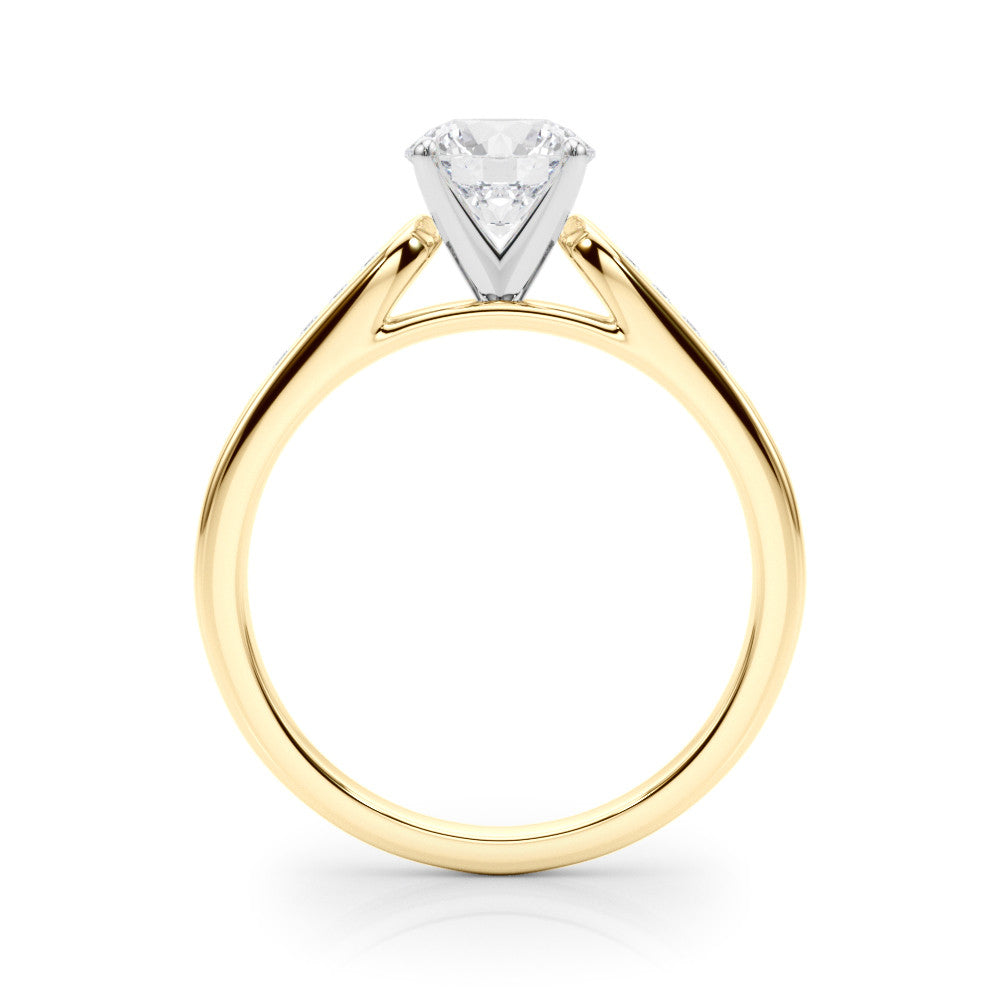 Yellow gold Heart Cut Channel Set Solitaire Engagement Ring with Four-Prong Setting