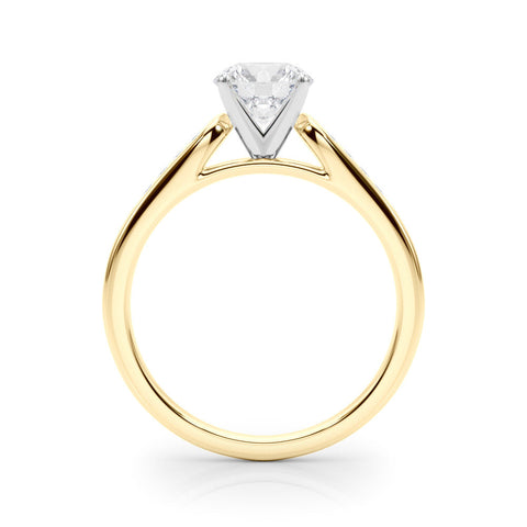 Yellow gold Round Cut Channel Set Solitaire Engagement Ring with Four-Prong Setting