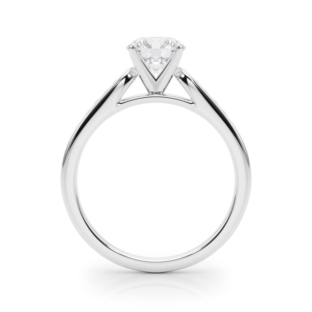White gold Heart Cut Channel Set Solitaire Engagement Ring with Four-Prong Setting