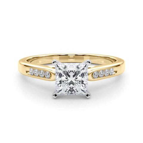 Yellow gold Princess Cut Channel Set Solitaire Engagement Ring with Four-Prong Setting