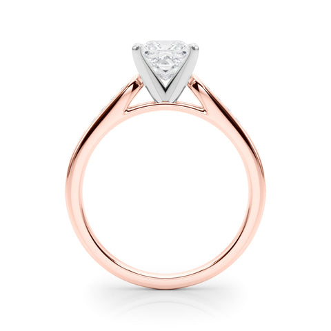 Rose gold Princess Cut Channel Set Solitaire Engagement Ring with Four-Prong Setting