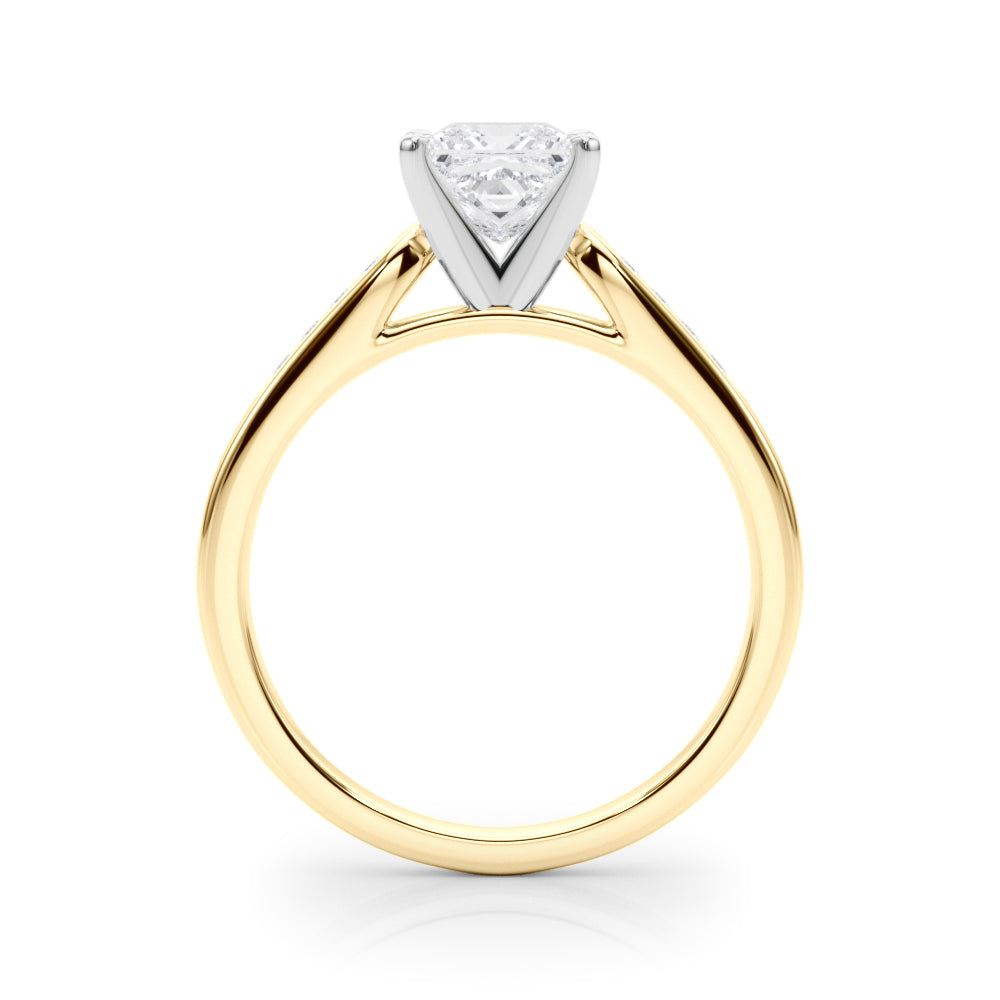 Yellow gold Princess Cut Channel Set Solitaire Engagement Ring with Four-Prong Setting