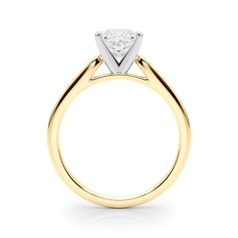 Yellow gold Princess Cut Channel Set Solitaire Engagement Ring with Four-Prong Setting
