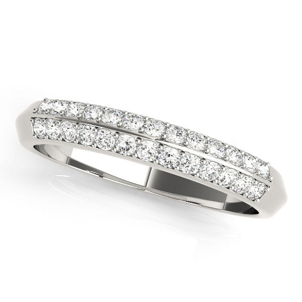Silver Double Row Round Diamond Channel Set Eternity Band