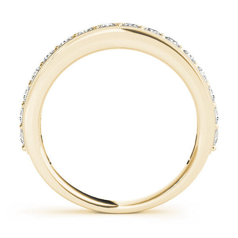 Yellow gold Round Diamond Pavé Eternity Band with Milgrain Edge