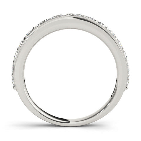 White gold Round Diamond Pavé Eternity Band with Milgrain Edge