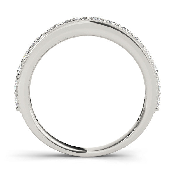 Platinum Round Diamond Pavé Eternity Band with Milgrain Edge