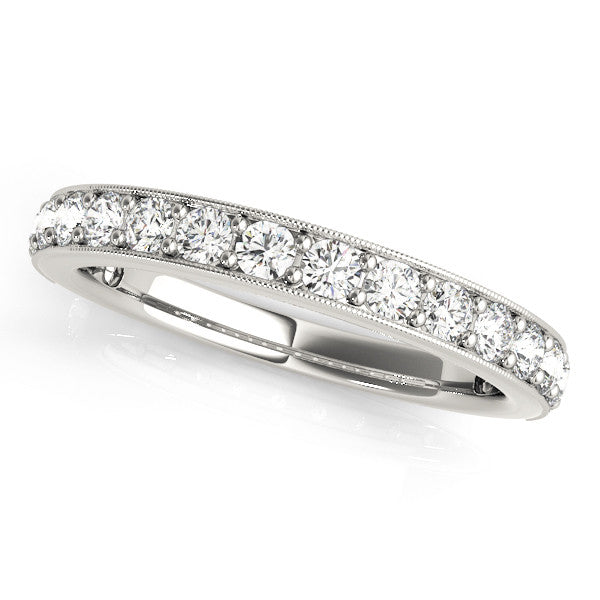 Platinum Round Diamond Pavé Eternity Band with Milgrain Edge