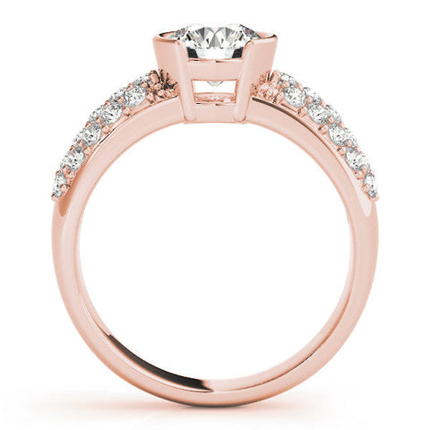 Rose gold Round Brilliant Pave Diamond Engagement Ring with Tension Prong Setting