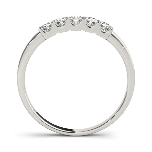 Silver Round Diamond Five-Stone Prong Set Silver Band