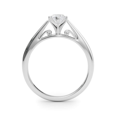 Platinum Marquise Solitaire Diamond Engagement Ring with Cathedral Setting and Four-Prong Mount on a Classic Band