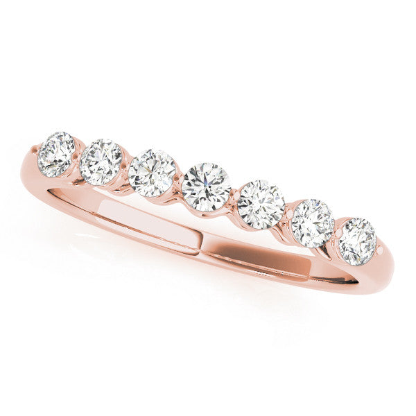 Rose gold Round Cut Diamond Prong Set Half Eternity Band