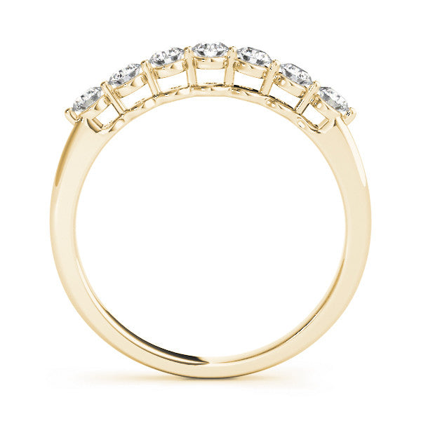 Yellow gold Round Cut Diamond Prong Set Half Eternity Band