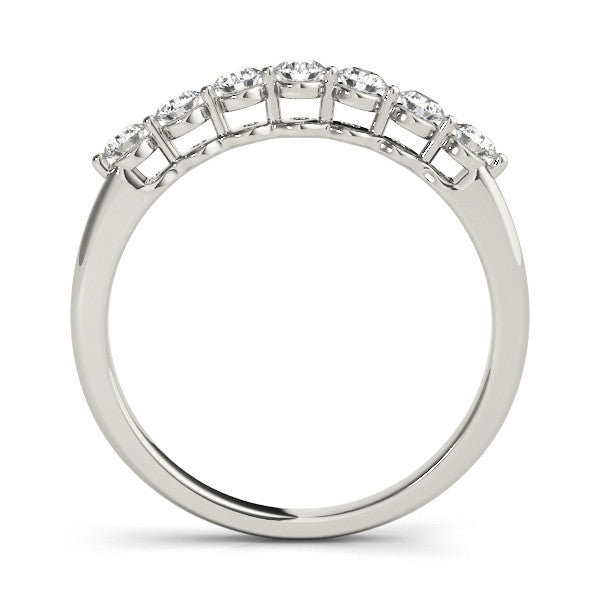 Silver Round Cut Diamond Prong Set Half Eternity Band