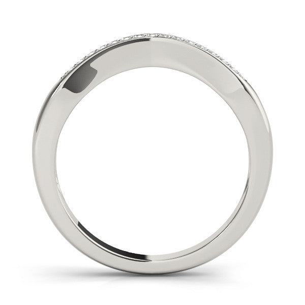 White gold Pavé Round Diamond Contour Band