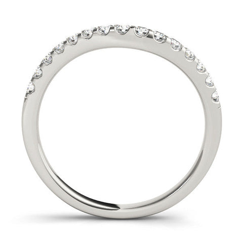 Silver Pavé Round Diamond Curved Wedding Band with Prong Setting