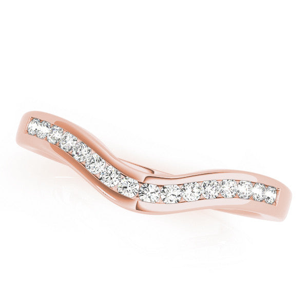 Rose gold Pavé Round Diamond Curved Band with Channel Setting