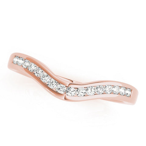 Rose gold Pavé Round Diamond Curved Band with Channel Setting