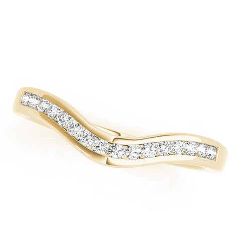 Yellow gold Pavé Round Diamond Curved Band with Channel Setting