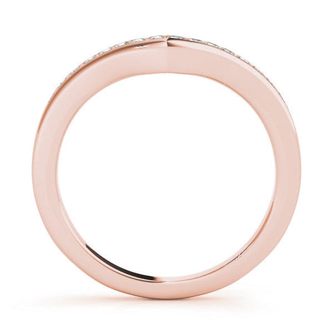 Rose gold Pavé Round Diamond Curved Band with Channel Setting