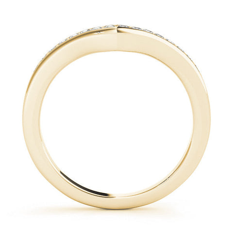 Yellow gold Pavé Round Diamond Curved Band with Channel Setting