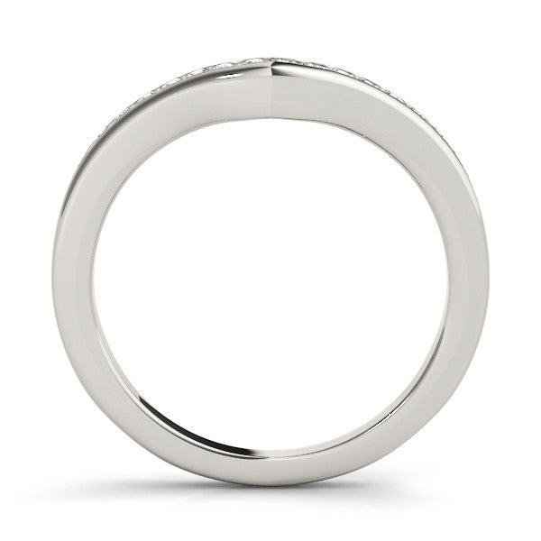 Platinum Pavé Round Diamond Curved Band with Channel Setting