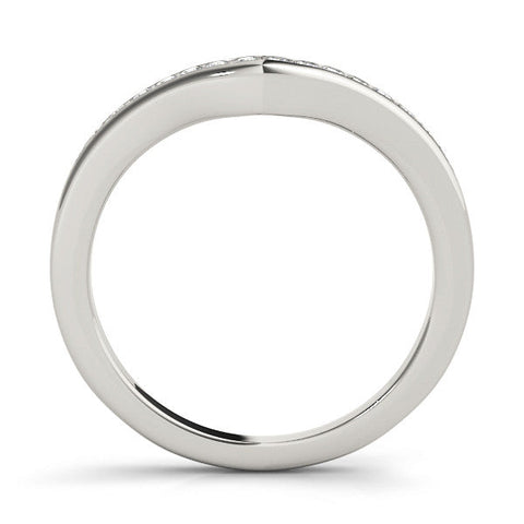 White gold Pavé Round Diamond Curved Band with Channel Setting