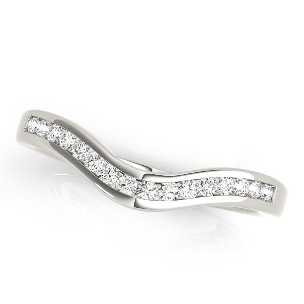 White gold Pavé Round Diamond Curved Band with Channel Setting