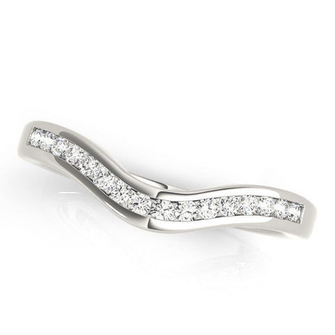 White gold Pavé Round Diamond Curved Band with Channel Setting