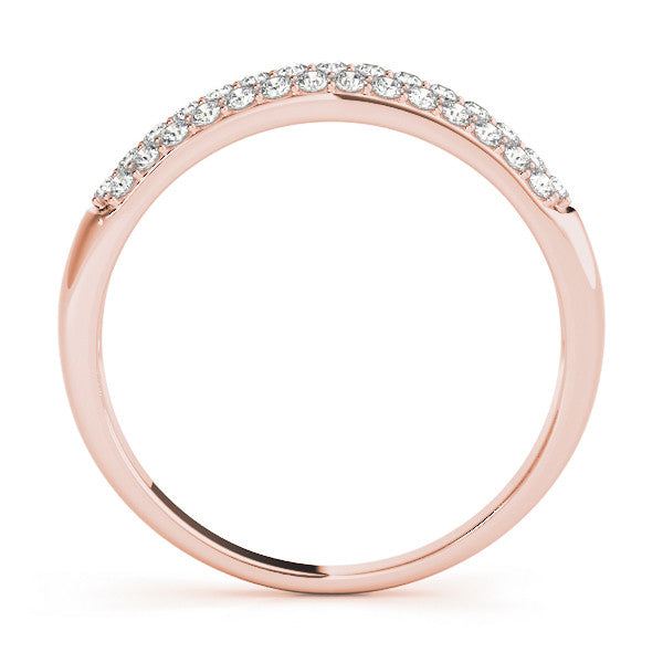 Rose gold Three-Row Pave Round Diamond Eternity Band with Shared Prong Setting