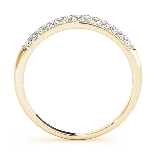 Yellow gold Three-Row Pave Round Diamond Eternity Band with Shared Prong Setting
