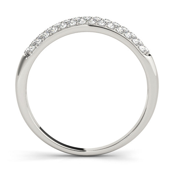 Platinum Three-Row Pave Round Diamond Eternity Band with Shared Prong Setting
