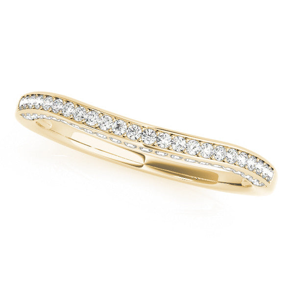 Yellow gold Pavé Round Diamond Curved Band