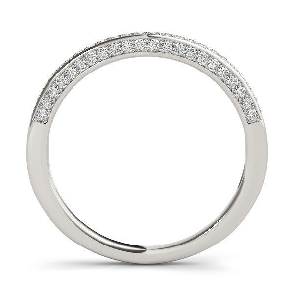 White gold Pavé Round Diamond Curved Band