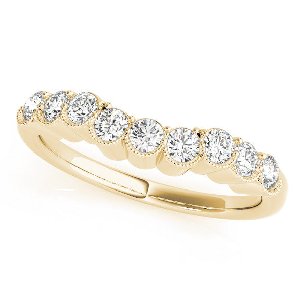 Yellow gold Bezel-Set Round Diamond Half Eternity Band