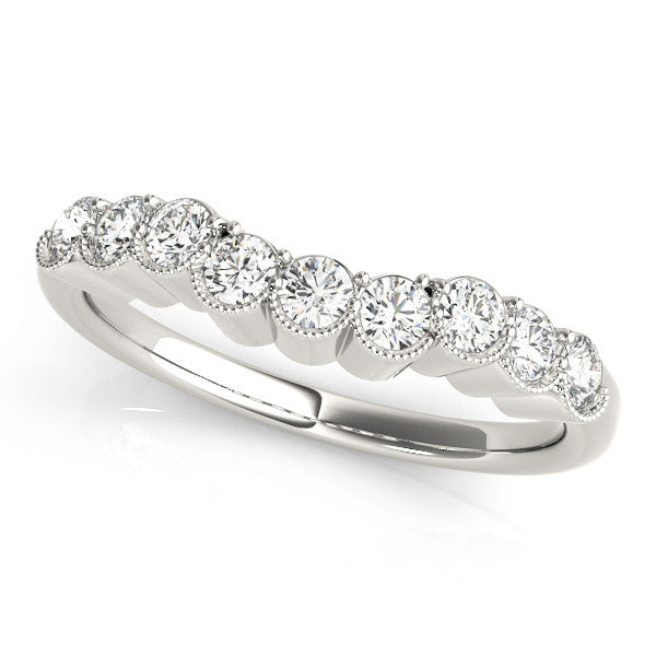 White gold Bezel-Set Round Diamond Half Eternity Band
