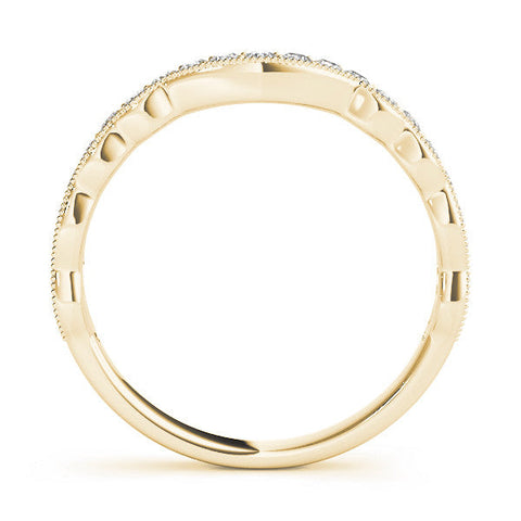 Yellow gold Scalloped Diamond Round Cut Eternity Band with Pavé Setting