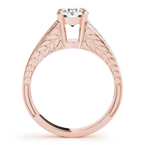 Rose gold Round Cut Split Shank Pave Diamond Ring with Four-Prong Setting