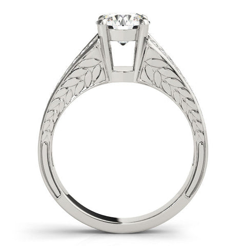 Platinum Round Cut Split Shank Pave Diamond Ring with Four-Prong Setting