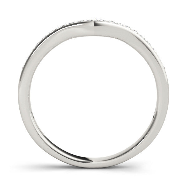 Platinum Diamond Pavé Round Stone Contour Band