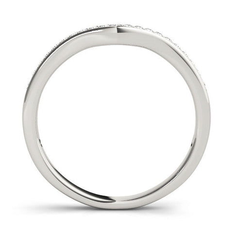 White gold Diamond Pavé Round Stone Contour Band