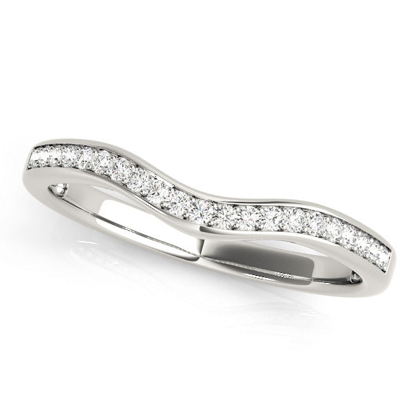 Silver Diamond Pavé Round Stone Contour Band