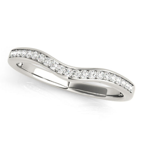 Platinum Diamond Pavé Round Stone Contour Band